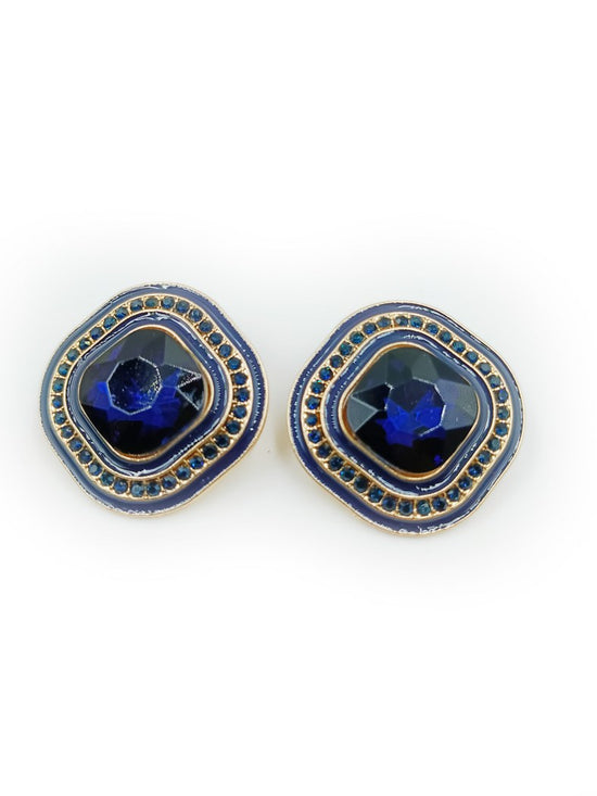 GLEAMING ALLURE ANTI-TARNISH FASHION FINESSE DARK BLUE STUD EARRING