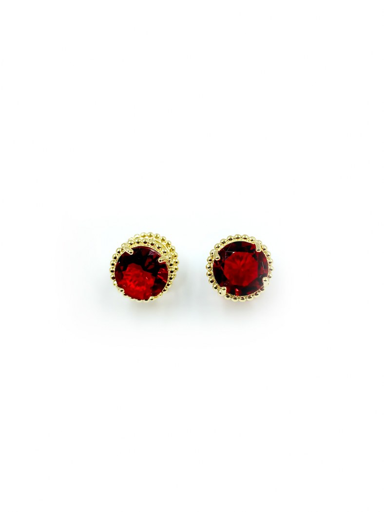 Shimmering Grace- Stainless Steel Red Stone Stud Earrings That Resist Tarnishing