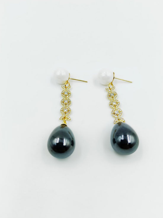 Timeless Charms- Anti Tarnish Stainless Steel Earrings for You with AD and Black Pearl