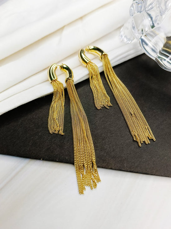 Everlasting Elegance- Anti Tarnish Stainless Steel Golden Colour Long Earrings to Adore