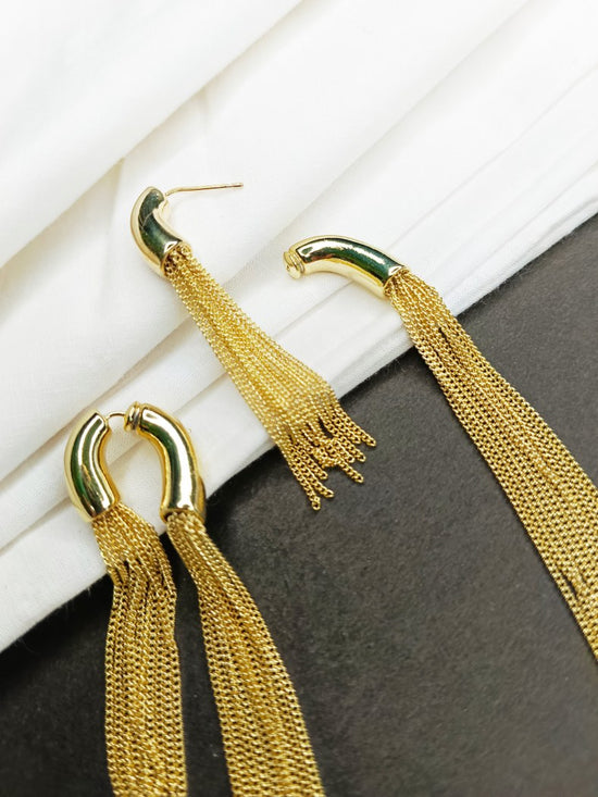 Everlasting Elegance- Anti Tarnish Stainless Steel Golden Colour Long Earrings to Adore