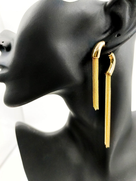 Everlasting Elegance- Anti Tarnish Stainless Steel Golden Colour Long Earrings to Adore