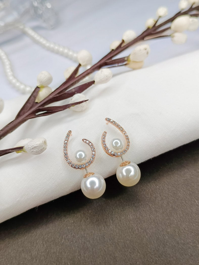 Sophisticated Glam Fashion 2 style Earrings with Tarnish-Resistant Stainless Steel and White Pearl