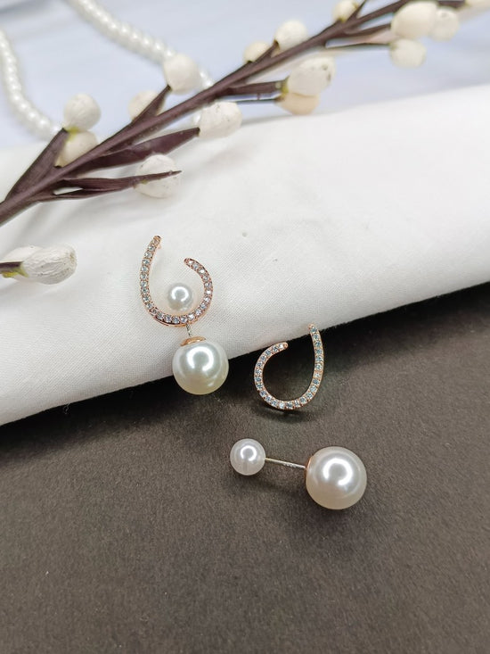 Sophisticated Glam Fashion 2 style Earrings with Tarnish-Resistant Stainless Steel and White Pearl