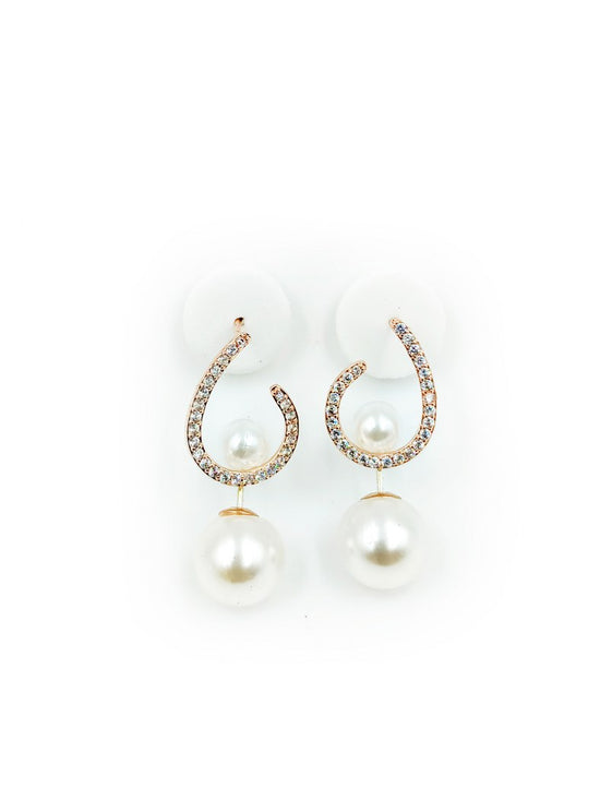 Sophisticated Glam Fashion 2 style Earrings with Tarnish-Resistant Stainless Steel and White Pearl