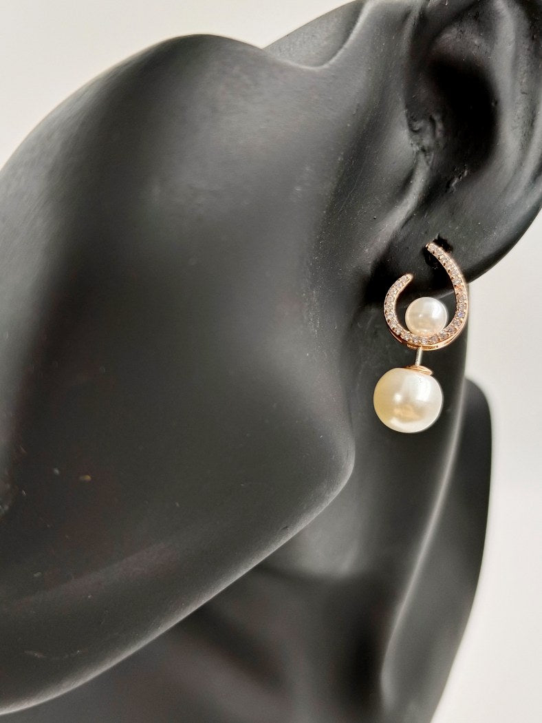 Sophisticated Glam Fashion 2 style Earrings with Tarnish-Resistant Stainless Steel and White Pearl