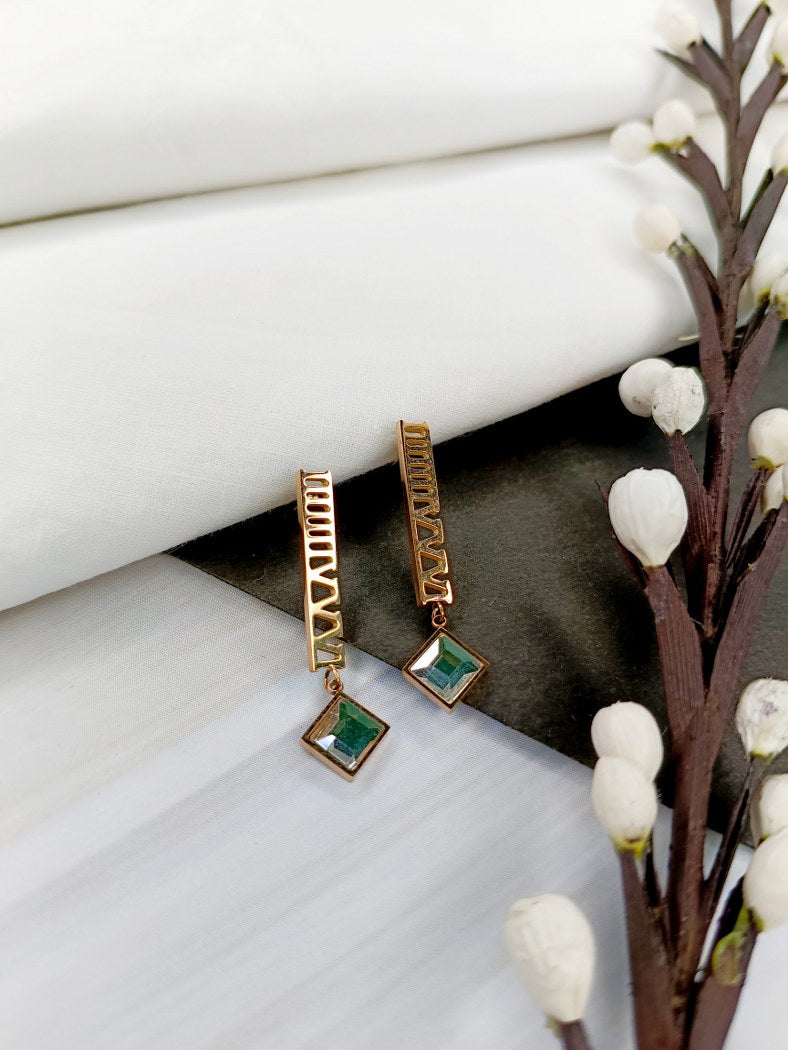 Tarnish-Proof Radiance: The Ultimate Fashion Long Rosegold Earring With Stone