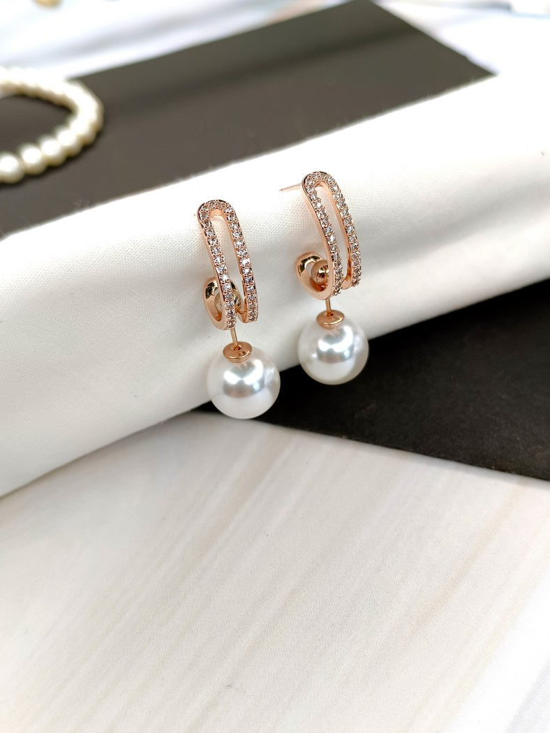 Radiant Resilience Anti-Tarnish Rosegold Colour Pearl & Stainless Steel Earring Collection