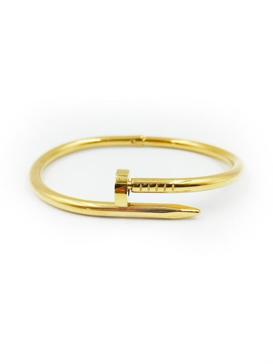 Shine On Collection of Golden Colour Anti-Tarnish Stainless Steel Bracelets in Trendy Nail Designs