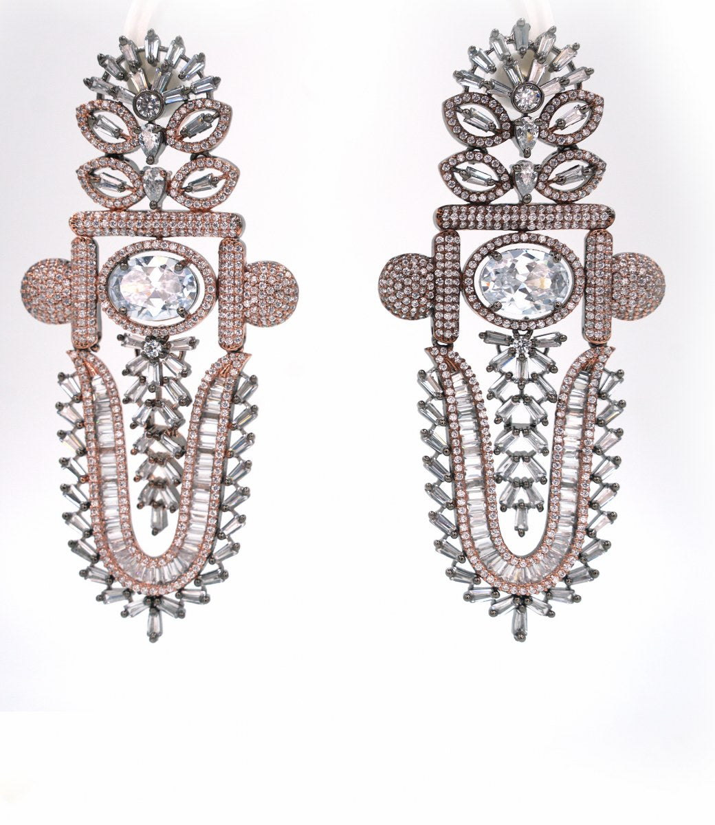 Buy Women Silver Tone Abstract Floral Brass Earrings  Jewellery  Indya