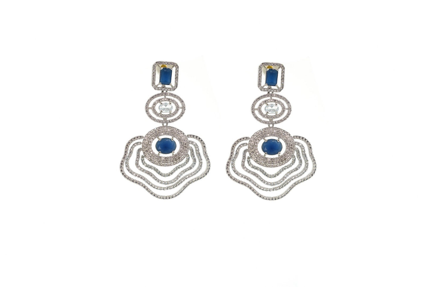 DESIGNER AD EARRINGS WITH COLOUR RHODIUM PLATING