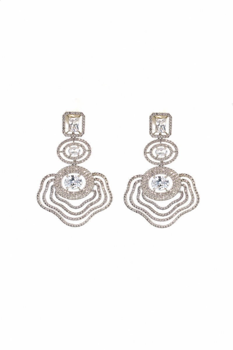 DESIGNER AD EARRINGS WITH COLOUR RHODIUM PLATING