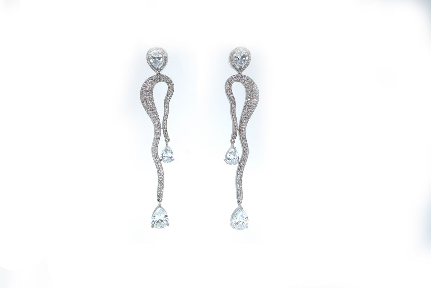 DESIGNER AD EARRINGS WITH SILVER COLOUR RHODIUM PLATING