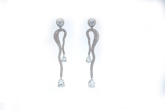 DESIGNER AD EARRINGS WITH SILVER COLOUR RHODIUM PLATING