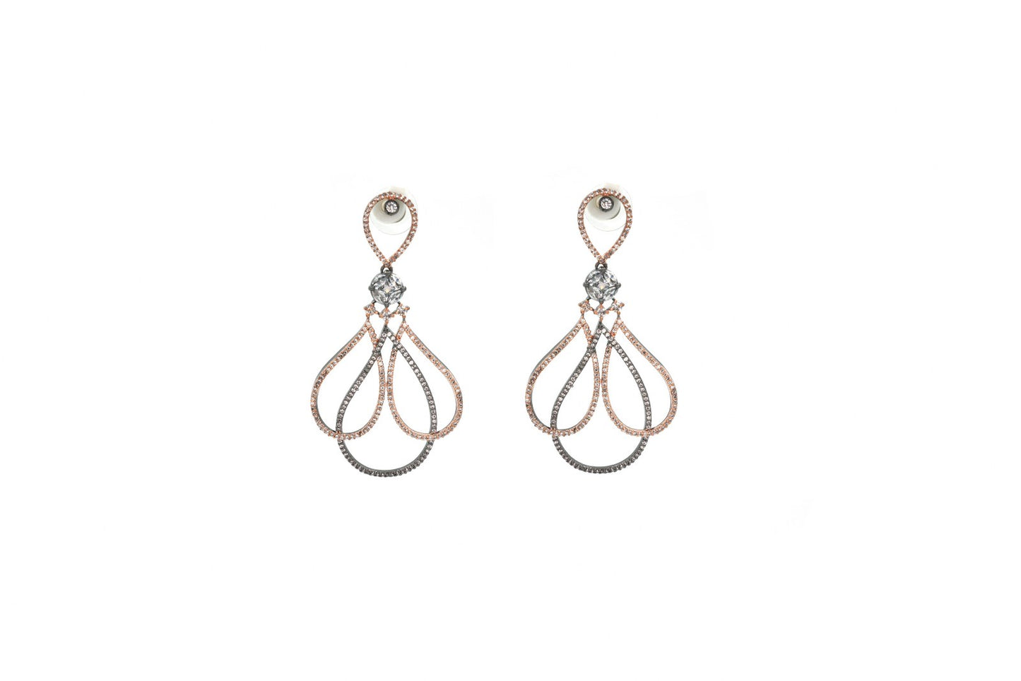 AD EARRINGS WITH ROSEGOLD & BLACK COLOUR RHODIUM PLATING