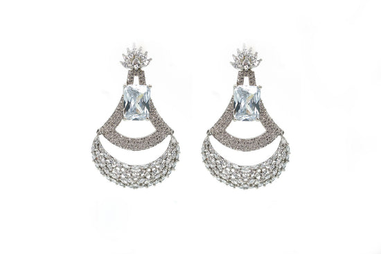 AD EARRINGS WITH SILVER COLOUR RHODIUM PLATING