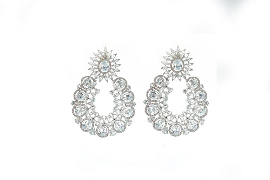 AD EARRINGS WITH SILVER COLOUR RHODIUM PLATING