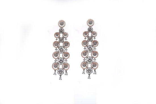 LONG AD EARRINGS WITH SILVER COLOUR RHODIUM PLATING